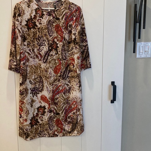 Lotus Flower / Hemp plant / Paisley Motif Eco-friendly Shift Dress KUT Size 6 - Picture 7 of 10